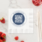 Serviette En Papier Code QR personnalisable & Texte | Bleu marine fonc (En situation)