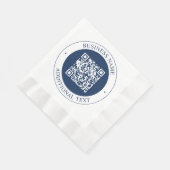 Serviette En Papier Code QR personnalisable & Texte | Bleu marine fonc (Coin)