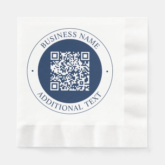 Serviette En Papier Code QR personnalisable & Texte | Bleu marine fonc (Devant)