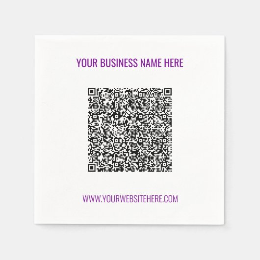 Serviette En Papier Code QR personnalisé et nom Site Web Modèle de ser (Devant)