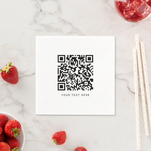 Serviette En Papier Code Qr personnalisé et texte (En situation)