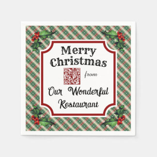 Serviette En Papier Code QR personnalisé Restaurant Noël Plat