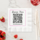 Serviette En Papier Code QR scannable avec écriture manuscrite cursive (En situation)