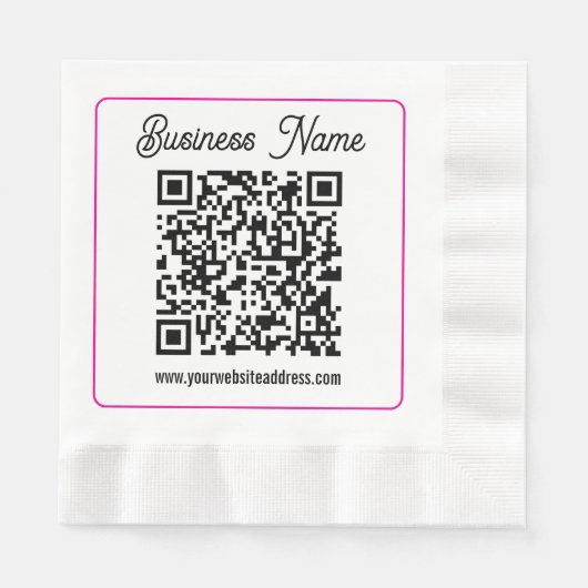 Serviette En Papier Code QR scannable avec écriture manuscrite cursive (Devant)