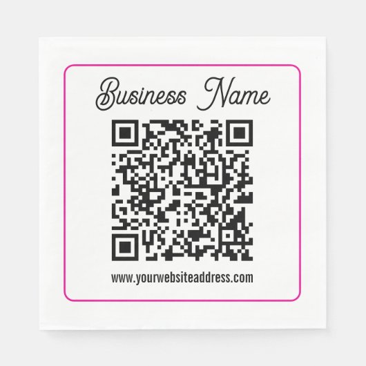 Serviette En Papier Code QR scannable avec écriture manuscrite cursive (Devant)