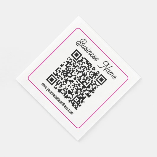 Serviette En Papier Code QR scannable avec écriture manuscrite cursive (Coin)