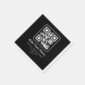 Serviette En Papier Code QR scannable moderne | Noir Blanc & Gris (Coin)