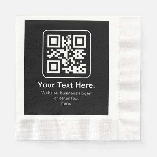 Serviette En Papier Code QR scannable moderne | Noir Blanc & Gris (Devant)