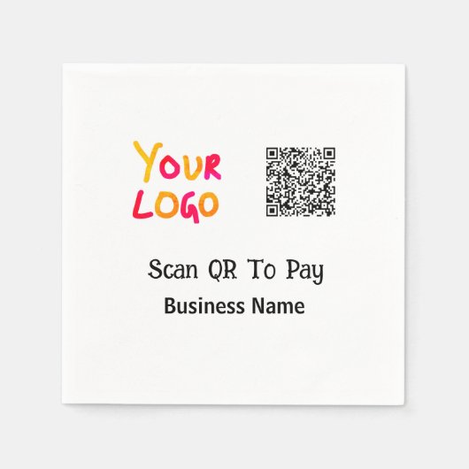 Serviette En Papier Code QR simple et minimal pour payer le nom de l'e (Devant)