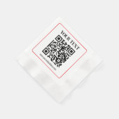 Serviette En Papier Code QR simple noir et blanc avec bordure rouge (Coin)