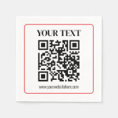 Serviette En Papier Code QR simple noir et blanc avec bordure rouge (Devant)