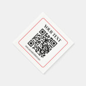 Serviette En Papier Code QR simple noir et blanc avec bordure rouge (Coin)