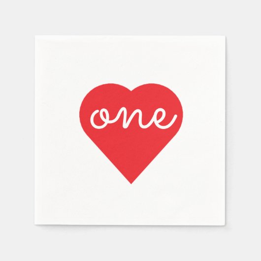 Serviette En Papier Coeur 1er anniversaire (Devant)
