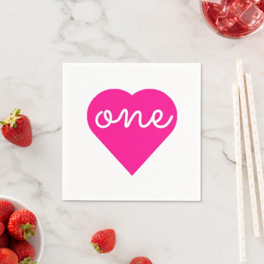 Serviette En Papier Coeur 1er anniversaire (En situation)