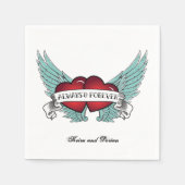 Serviette En Papier Coeur à ailes Rockabilly toujours et pour toujours (Devant)