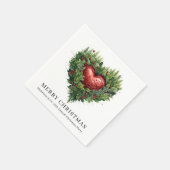 Serviette En Papier Coeur À feuillage persistant festif (Coin)
