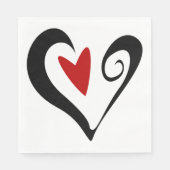 Serviette En Papier Coeur Abstrait rouge et noir Romantique moderne (Devant)