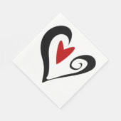 Serviette En Papier Coeur Abstrait rouge et noir Romantique moderne (Coin)