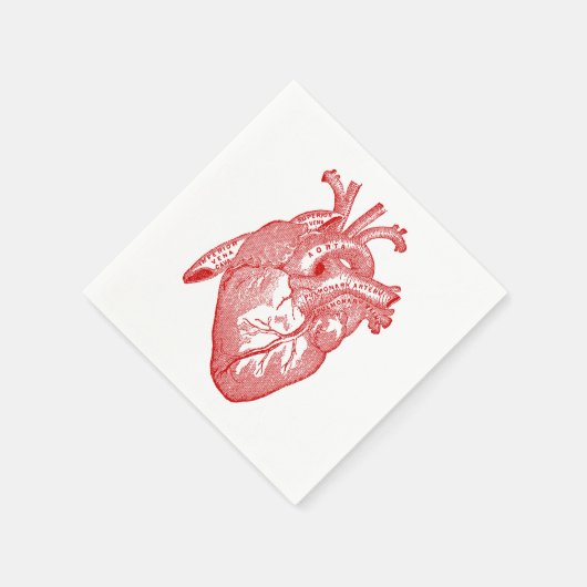 Serviette En Papier Coeur Anatomique Rouge (Coin)