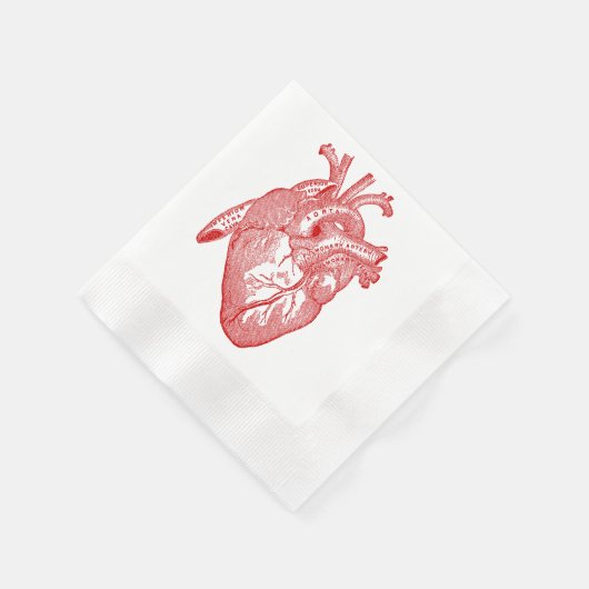 Serviette En Papier Coeur Anatomique Rouge (Coin)