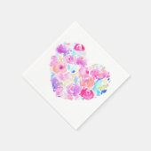 Serviette En Papier Coeur aquarelle. Coeur de fleurs (Coin)
