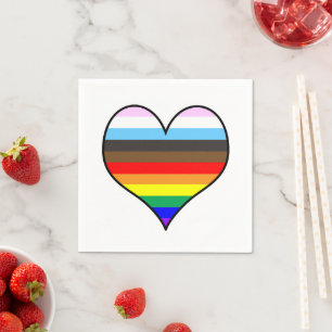 Serviette En Papier Coeur arc-en-ciel