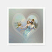 Serviette En Papier Coeur avec Cupidon et Dames (Devant)