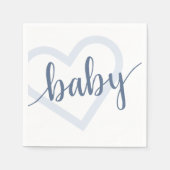 Serviette En Papier Coeur bébé | Dusty Ardoise Bleu Flourdissant Scrip (Devant)