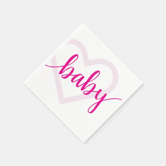 Serviette En Papier Coeur bébé | Script de floraison rose chaud (Coin)