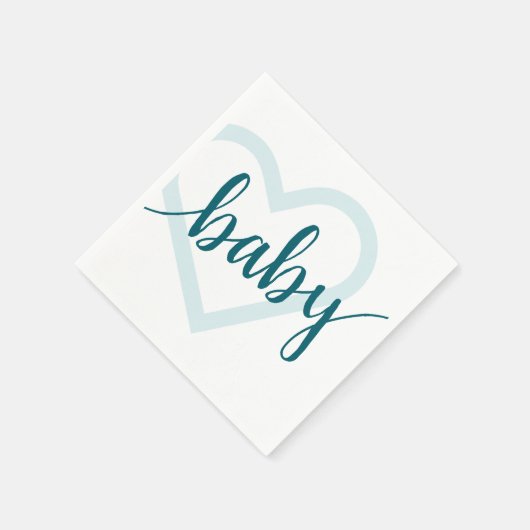 Serviette En Papier Coeur bébé | Turquoise Vert foncé de minuit (Coin)