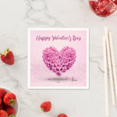 Serviette En Papier Coeur Belle Heureuse Sainte-Valentin Rose Hyacinth (En situation)