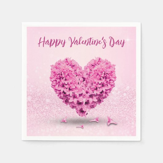 Serviette En Papier Coeur Belle Heureuse Sainte-Valentin Rose Hyacinth (Devant)