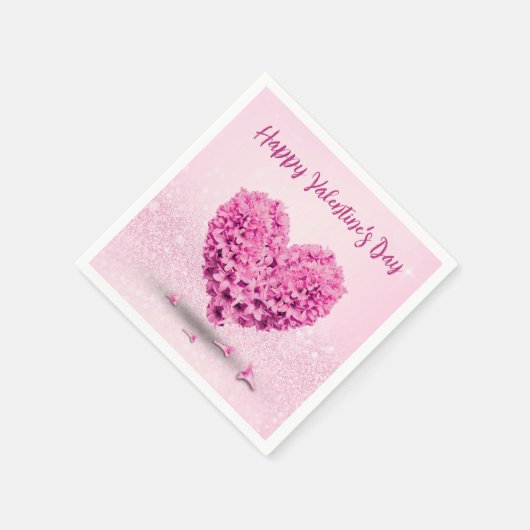 Serviette En Papier Coeur Belle Heureuse Sainte-Valentin Rose Hyacinth (Coin)