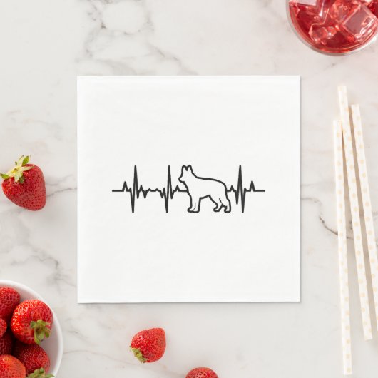 Serviette En Papier Coeur berger allemand (En situation)