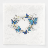 Serviette En Papier Coeur bijoux avec papillons Morpho (Devant)