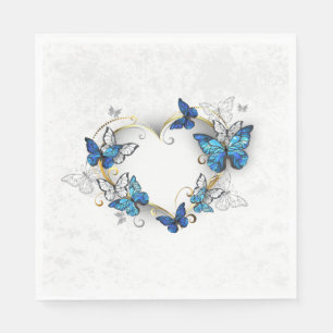 Serviette En Papier Coeur bijoux avec papillons Morpho
