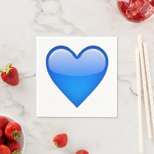 Serviette En Papier Coeur bleu - Emoji (En situation)