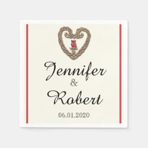 Serviette En Papier Coeur celtique avec Mariage rose rouge Napkin