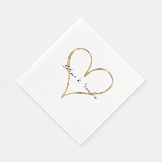 Serviette En Papier Coeur chic de l'or (Coin)