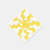 Serviette En Papier Coeur - Citron jaune et blanc (Coin)