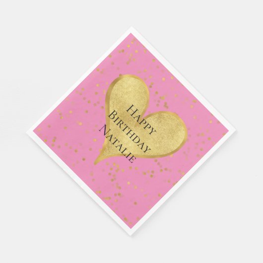 Serviette En Papier Coeur Confetti Or Rose (Coin)
