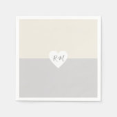 Serviette En Papier Coeur d'amour élégant avec Initiales de mariée et  (Devant)