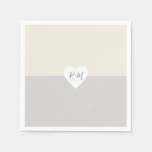 Serviette En Papier Coeur d'amour élégant avec Initiales de mariée et