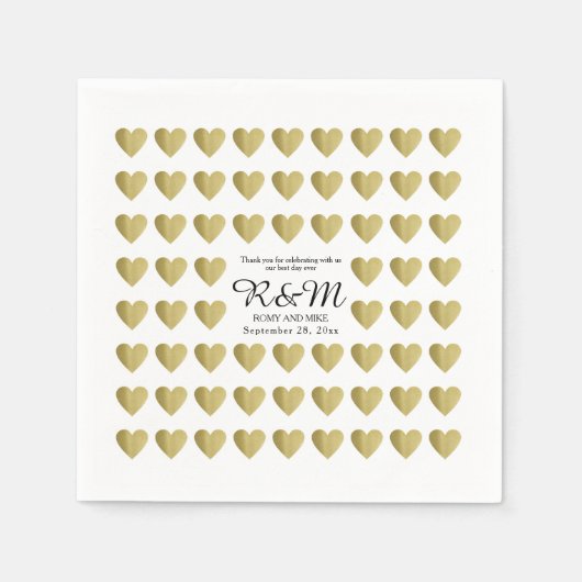 Serviette En Papier coeur d'amour motif sur blanc personnalisé (Devant)