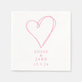 Serviette En Papier Coeur d'amour rose moderne mariage serviette (Devant)