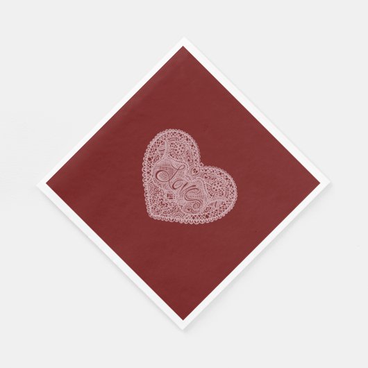 Serviette En Papier Coeur d'amour rose rouge (Coin)