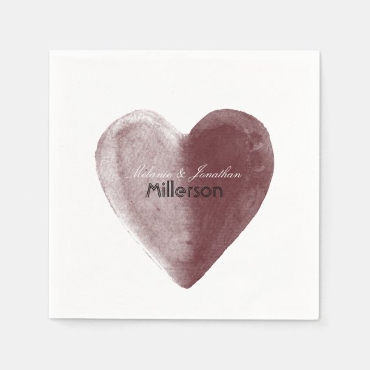 Serviette En Papier Coeur d'aquarelle rouge (Devant)