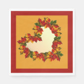 Serviette en papier cœur de feuillage d'automne (Devant)