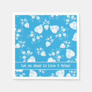 Serviette En Papier Coeur de fleur bleu avec fleurs motif