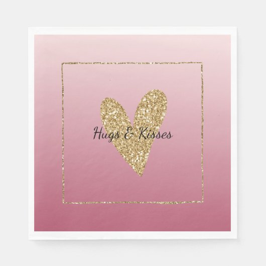 Serviette En Papier Coeur de Parties scintillant en or rose Ombre (Devant)